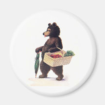 Teddy Bear Goes to Market Fridge Magnets