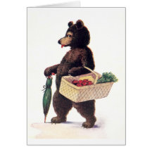 Teddy Bear Goes to Market Greeting Cards
