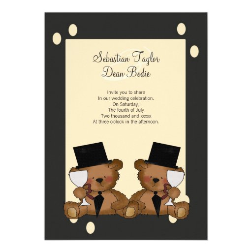 Teddy Bear Grooms Wedding Custom Invitations