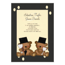 Teddy Bear Grooms Wedding Custom Invite