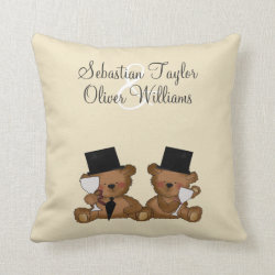 Teddy Bear Grooms Wedding Pillow