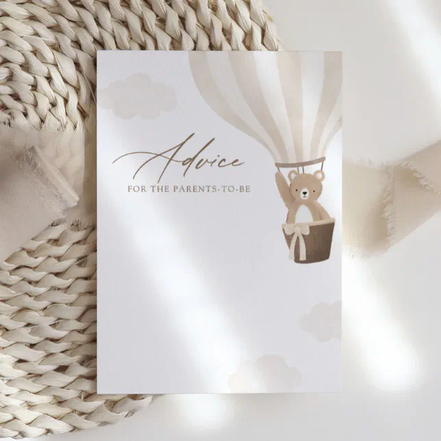 Teddy Bear Hot Air Balloon Baby Shower Advice Card Zazzle