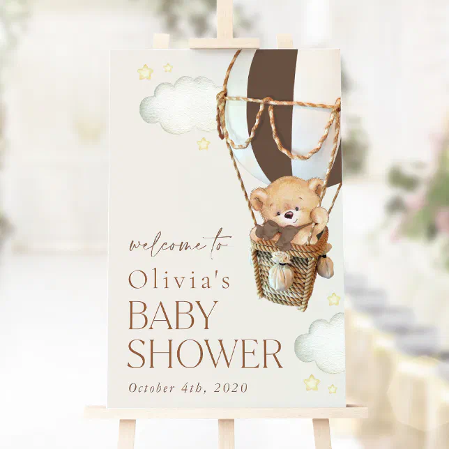 Teddy Bear Hot Air Balloon Baby Shower Welcome Foam Board Zazzle