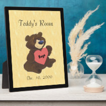 Teddy Bear Hugs Heart Room Plaque plaques
