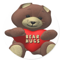 Teddy Bear Hugs Round Sticker