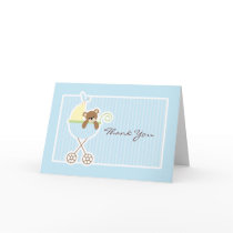 Teddy Bear in a Stroller Baby Shower Thank You Card