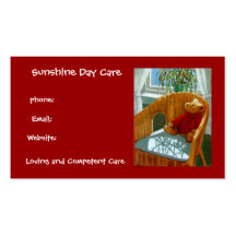 Teddy Bear in Pastel: Day Care Business: Red Business Card