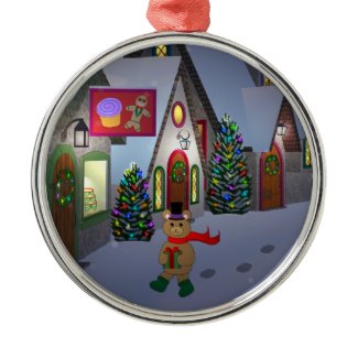 Teddy Bear in Town Ornament ornament