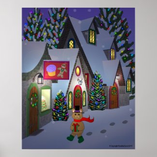 Teddy Bear in Town Poster print