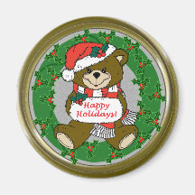 Teddy bear in wreath magnet