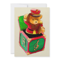 Teddy Bear JAck in the Box Custom Invitations
