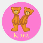 Teddy Bear Letter Alphabet~Initial K~Name Stickers