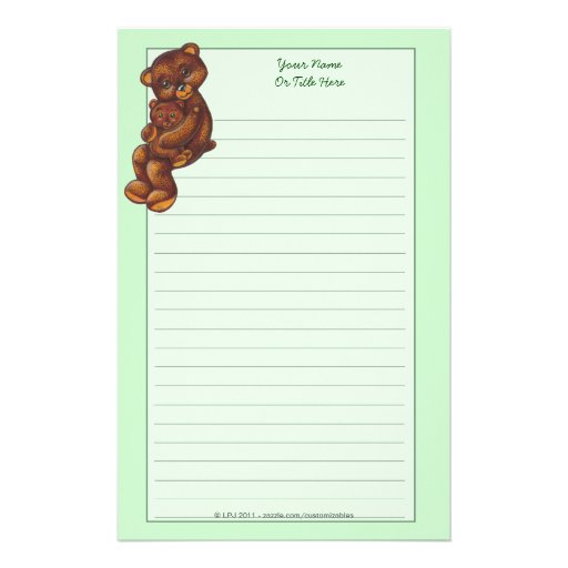 Teddy Bear Lined Stationery | Zazzle