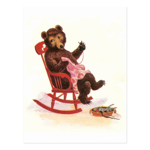 Teddy Bear Mends Clothes Post Card