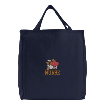 Teddy Bear Nurse Embroidered Bag by mothersdaytshirts