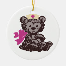 Teddy Bear Nurse (Pink) Christmas Tree Ornament