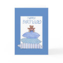 Teddy Bear on Cushions Birthday cards