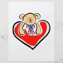 teddy bear over heart love design flyers