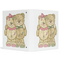 Teddy Bear Pair - Original Colors 3 Ring Binders