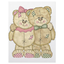 Teddy Bear Pair - Original Colors Letterhead Template