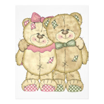 Teddy Bear Pair - Original Colors Letterhead Template