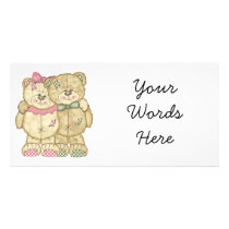 Teddy Bear Pair - Original Colors Personalized Photo Card