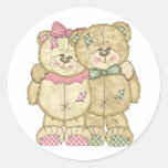 Teddy Bear Pair - Original Colors Round Stickers