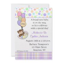 Teddy Bear Pastel Baby Shower Invitation