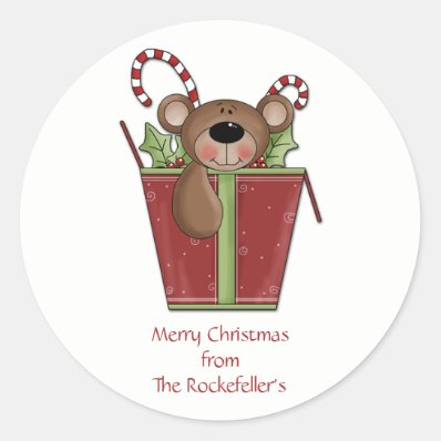 Teddy Bear Personalized Christmas Stickers