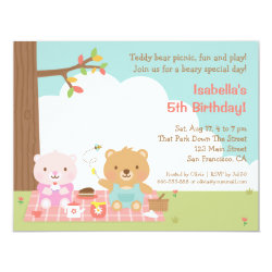 Teddy Bear Picnic Kids Birthday Party Invitations