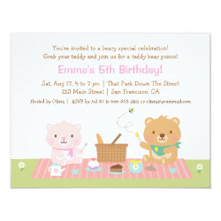 Teddy Bear Picnic Tea Party Birthday Invitations