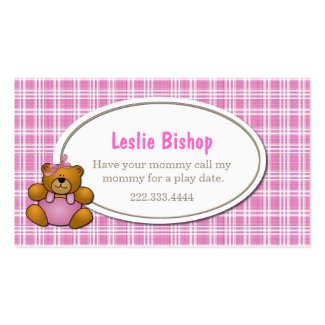 Teddy Bear Play Date Card Business Card Template