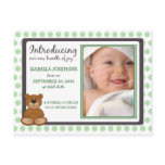 Teddy Bear Polkadot Baby Birth Announcement (mint) Postcard