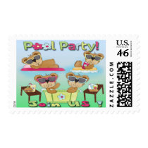 Teddy Bear Pool Party Invitations Postage Stamps