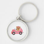 Teddy Bear Racer (pink) Key Chain