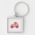 Teddy Bear Racer (pink) Key Chain