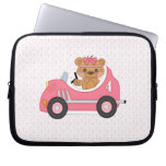 Teddy Bear Racer (pink) laptop sleeves