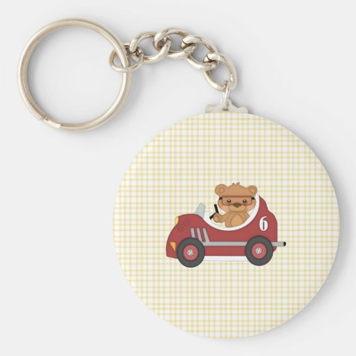 Teddy Bear Racer (red) Key Chain