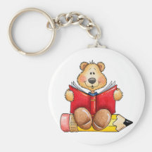 Teddy Bear Reading Keychain