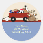 Teddy Bear Red Wagon Address Label Sticker