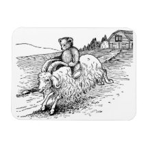 Teddy Bear Riding Angora Goat Flexible Magnet