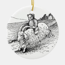 Teddy Bear Riding Angora Goat Christmas Tree Ornaments