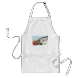 Teddy Bear Riding Tobaggon Vintage Christmas Apron