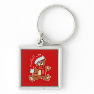 Teddy Bear Santa Claus keychain