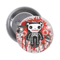teddy bear skeleton bloody grunge buttons