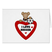 Teddy Bear Soccer Heart Card