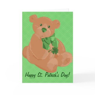 Teddy Bear St. Pat's card card