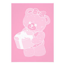 Teddy Bear, Standing, Pale Pink for Girls Personalized Announcements