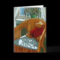 Teddy Bear: Sunny Window: Art: New Baby cards