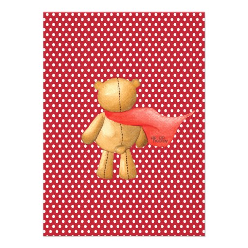 Teddy Bear Super Hero Boys Birthday Party Invite
